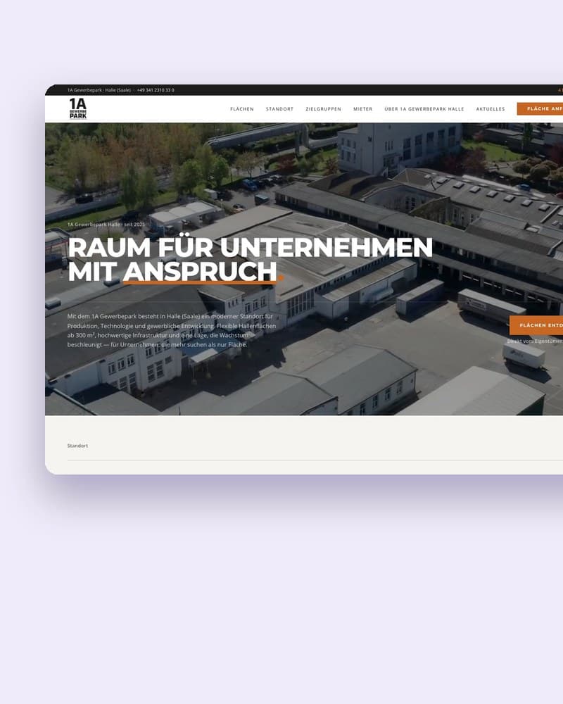 Website und CMS für den 1A Gewerbepark Halle
